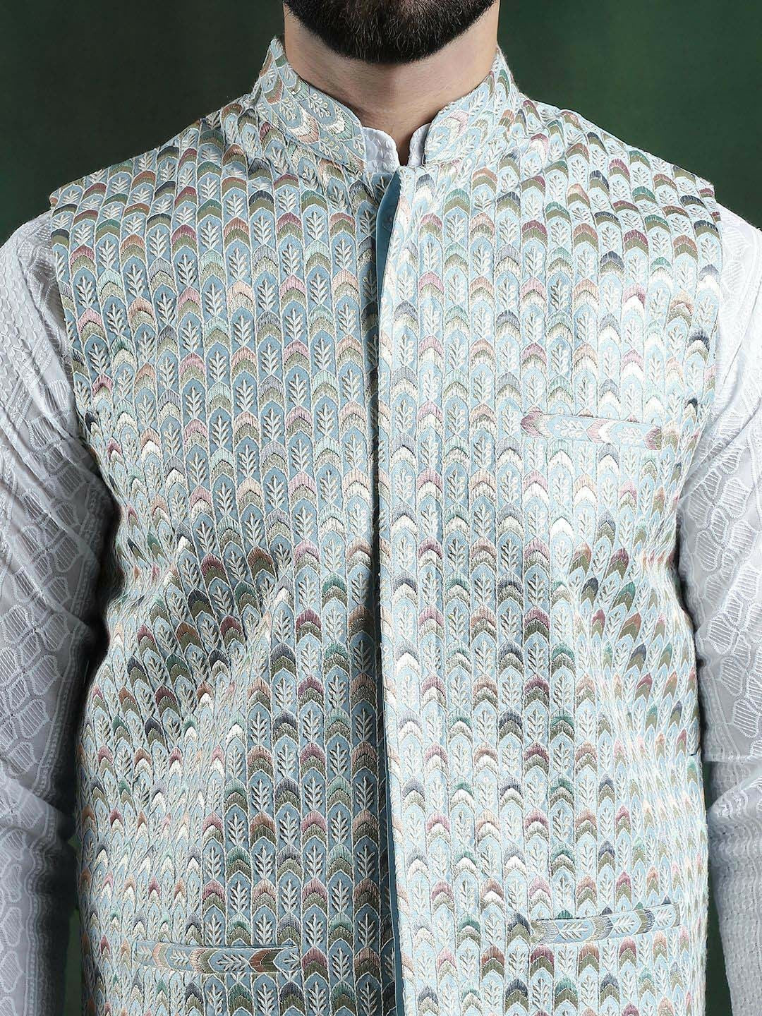 Men’s Printed Woven Nehru Jacket – Traditional Elegance