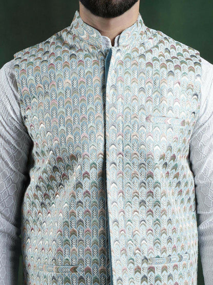 Men’s Printed Woven Nehru Jacket – Traditional Elegance