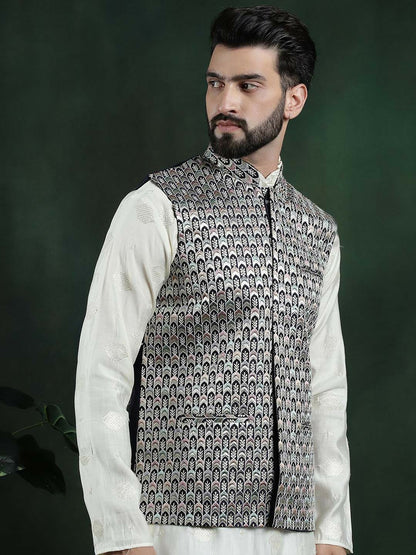 Men’s Embroidered Premium Silk Nehru Jacket – Traditional Elegance