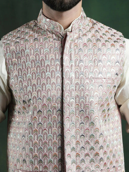 Men’s Geometric Printed Woven Nehru Jacket – Modern Ethnic Style