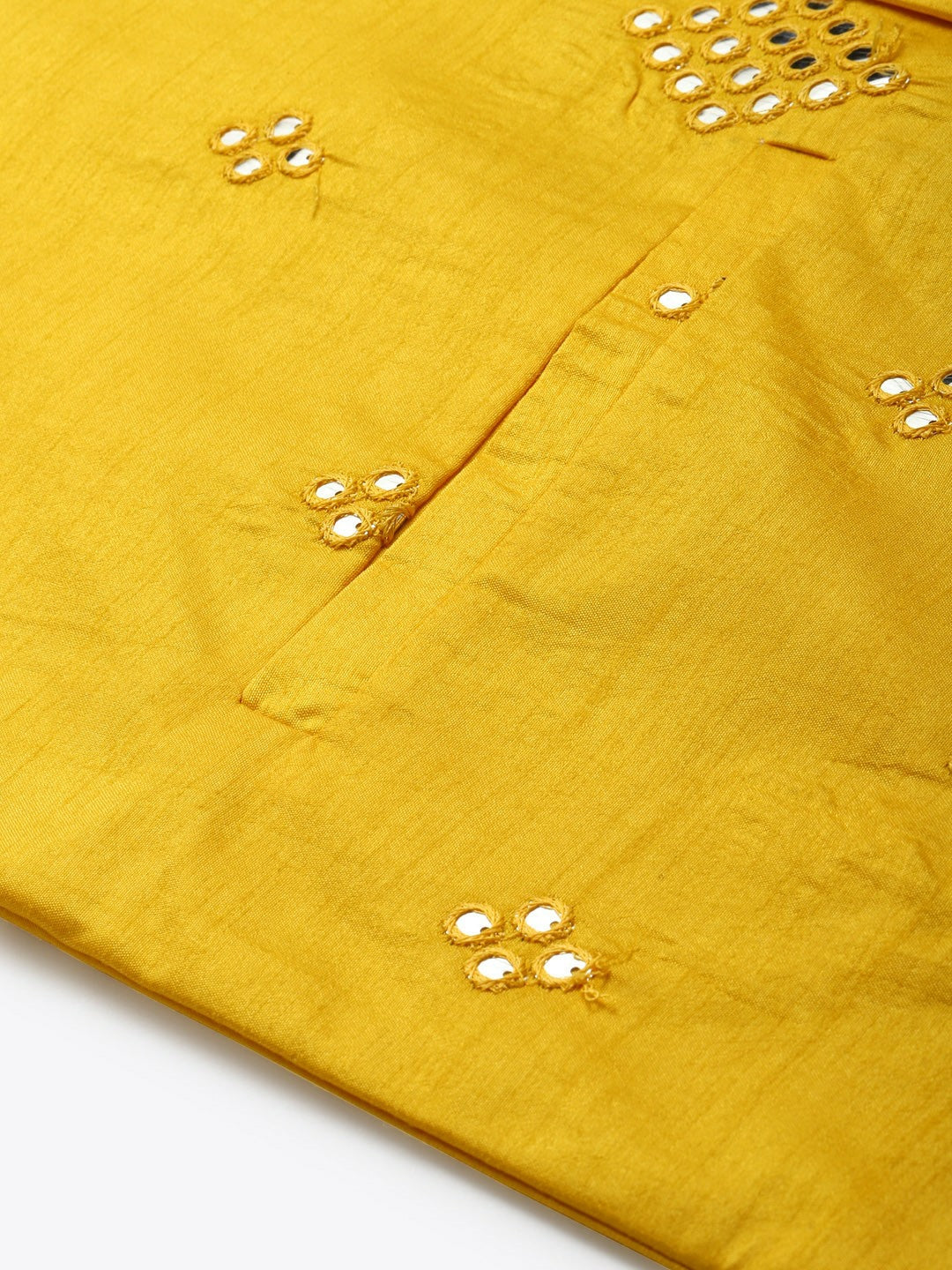 Men’s Yellow Mirror Work Nehru Jacket – Festive Radiance