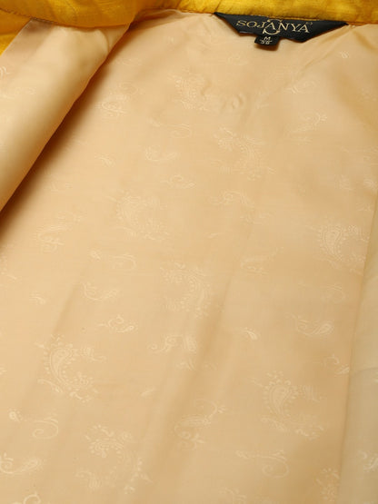 Men’s Yellow Mirror Work Nehru Jacket – Festive Radiance