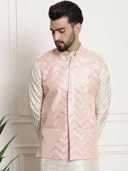 Men’s Embellished Mandarin Collar Nehru Jacket – Luxe Festive Style