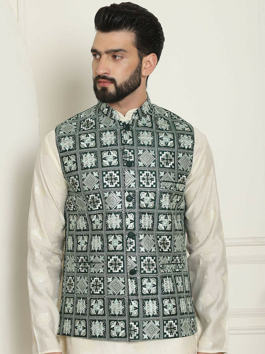 Men’s Premium Embroidered Nehru Jacket – Traditional Elegance