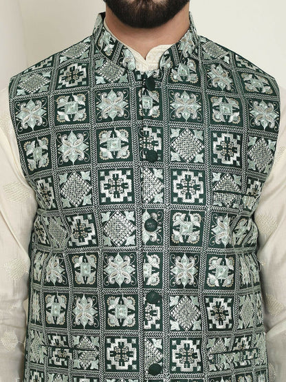 Men’s Premium Embroidered Nehru Jacket – Traditional Elegance