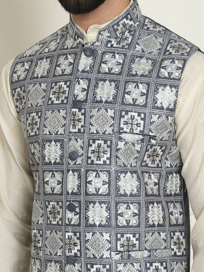 Men’s Embroidered Nehru Jacket – Traditional Elegance