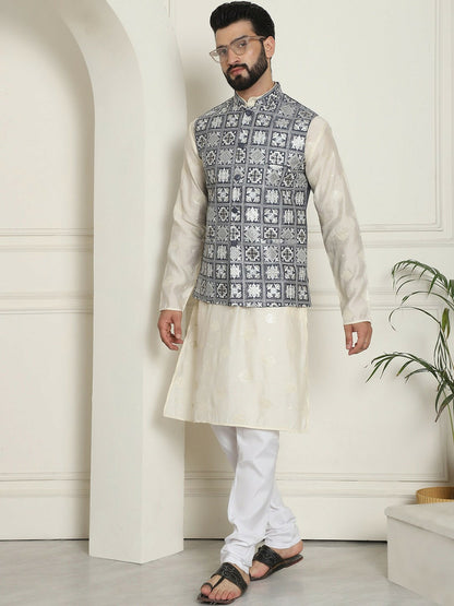 Men’s Embroidered Nehru Jacket – Traditional Elegance