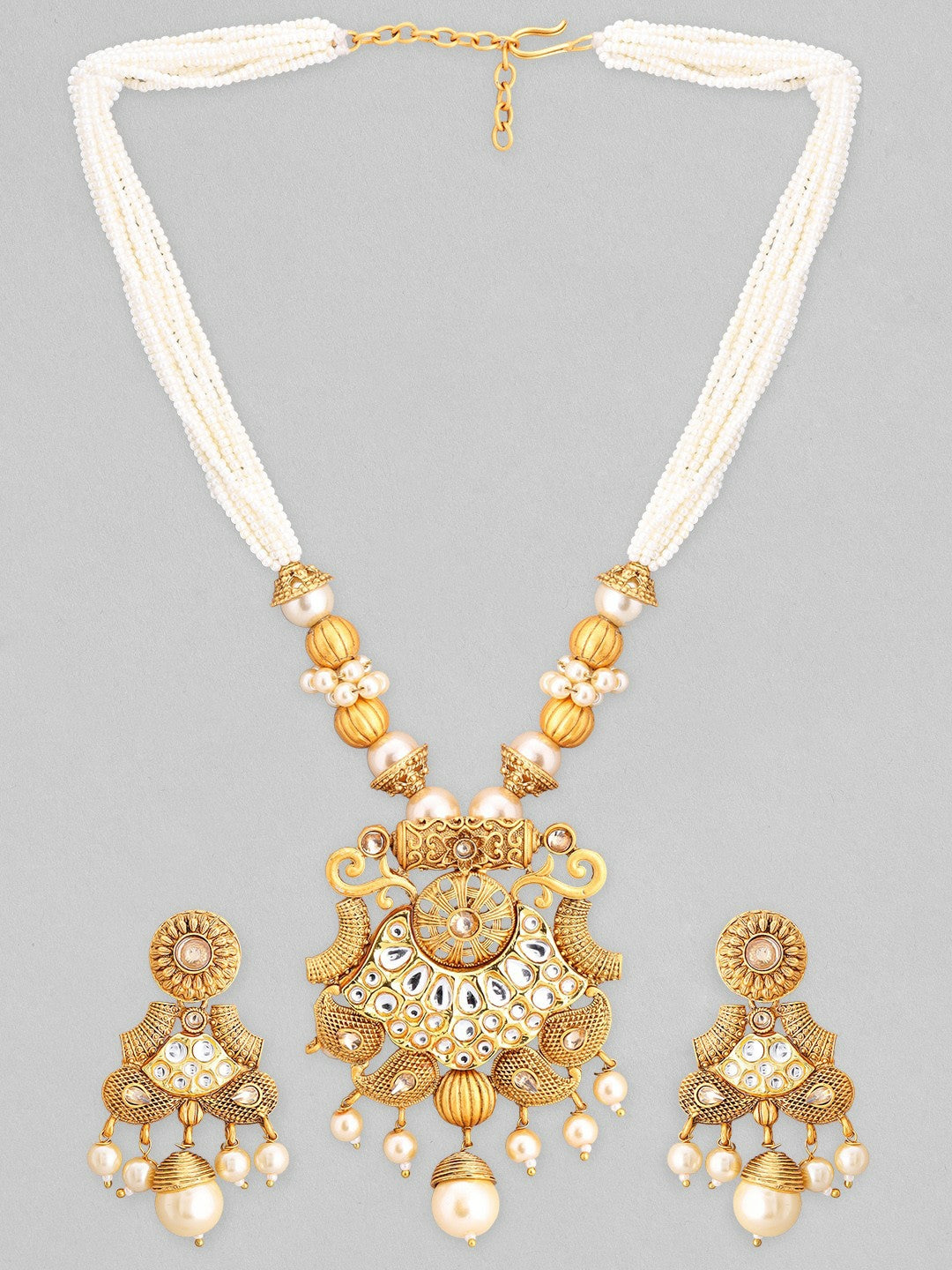 Women Gold-Plated White Stone Jewellery Set – Elegant Choker & Earrings | Indiaista