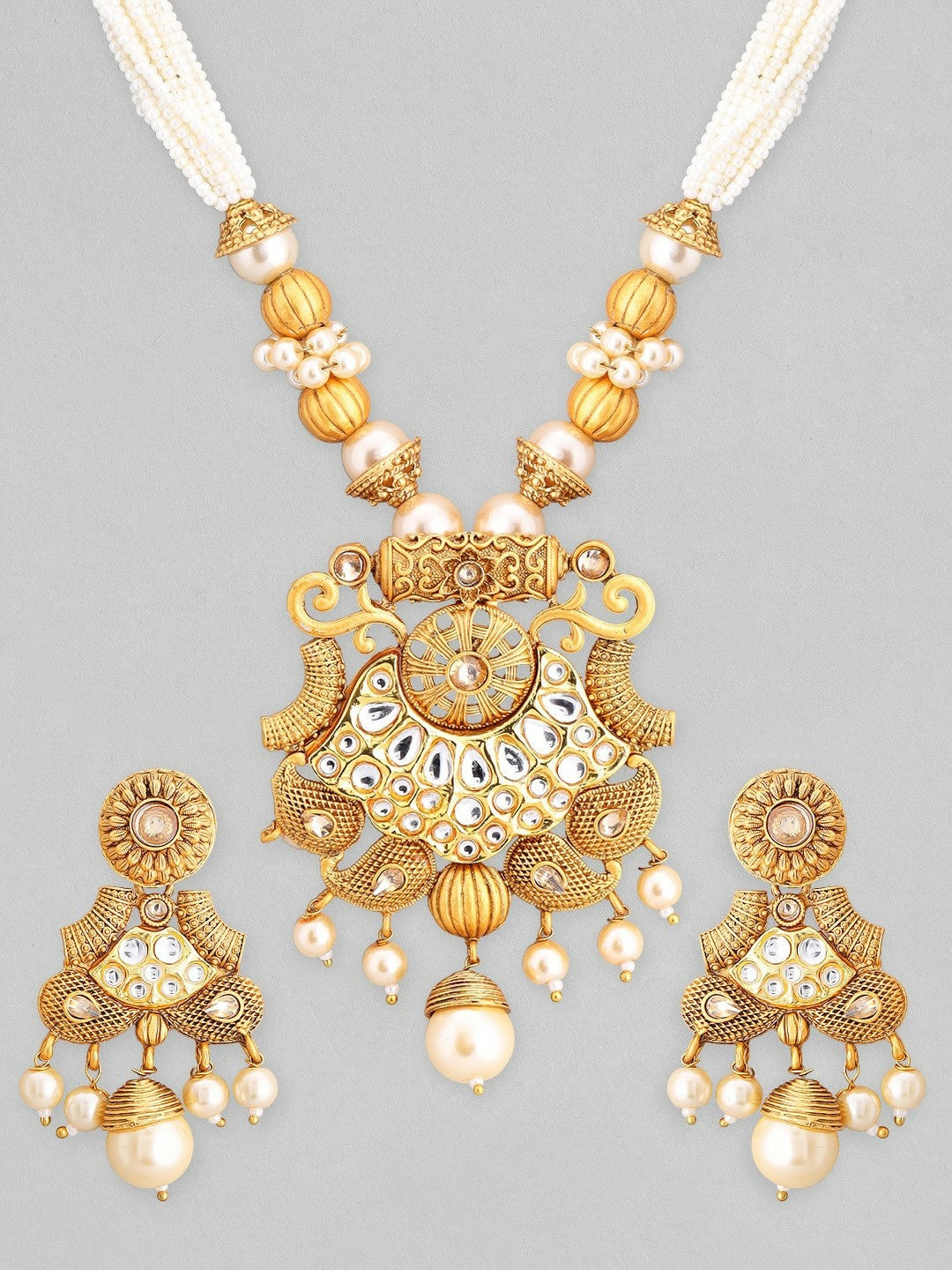 Women Gold-Plated White Stone Jewellery Set – Elegant Choker & Earrings | Indiaista