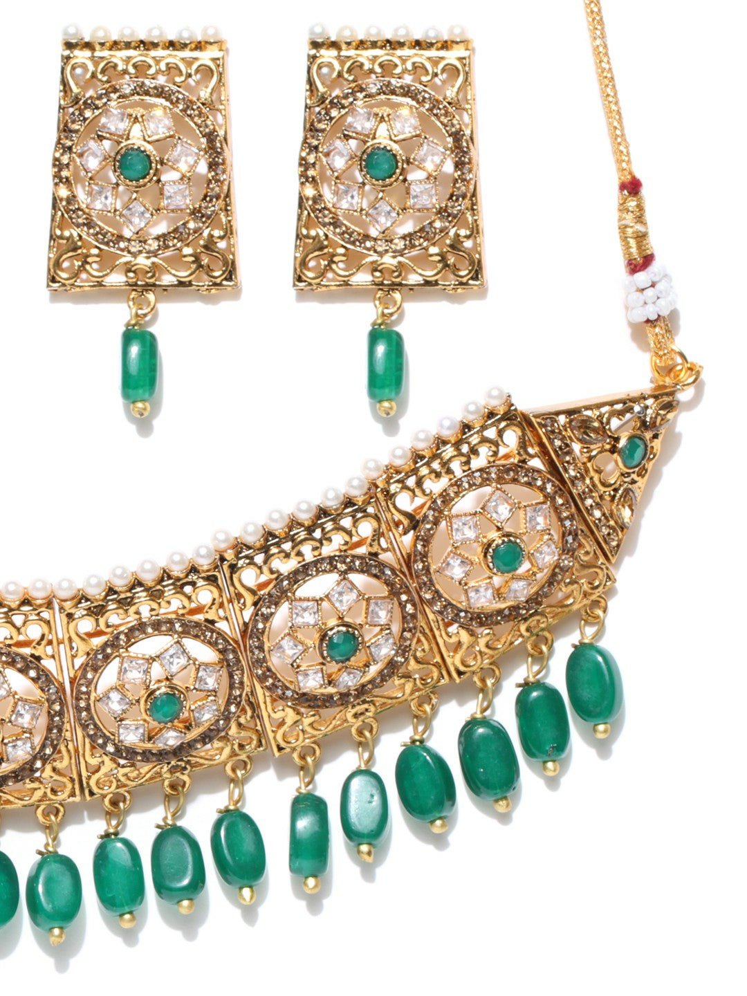 Women Green & Gold Kundan Choker Jewellery Set | Indiaista