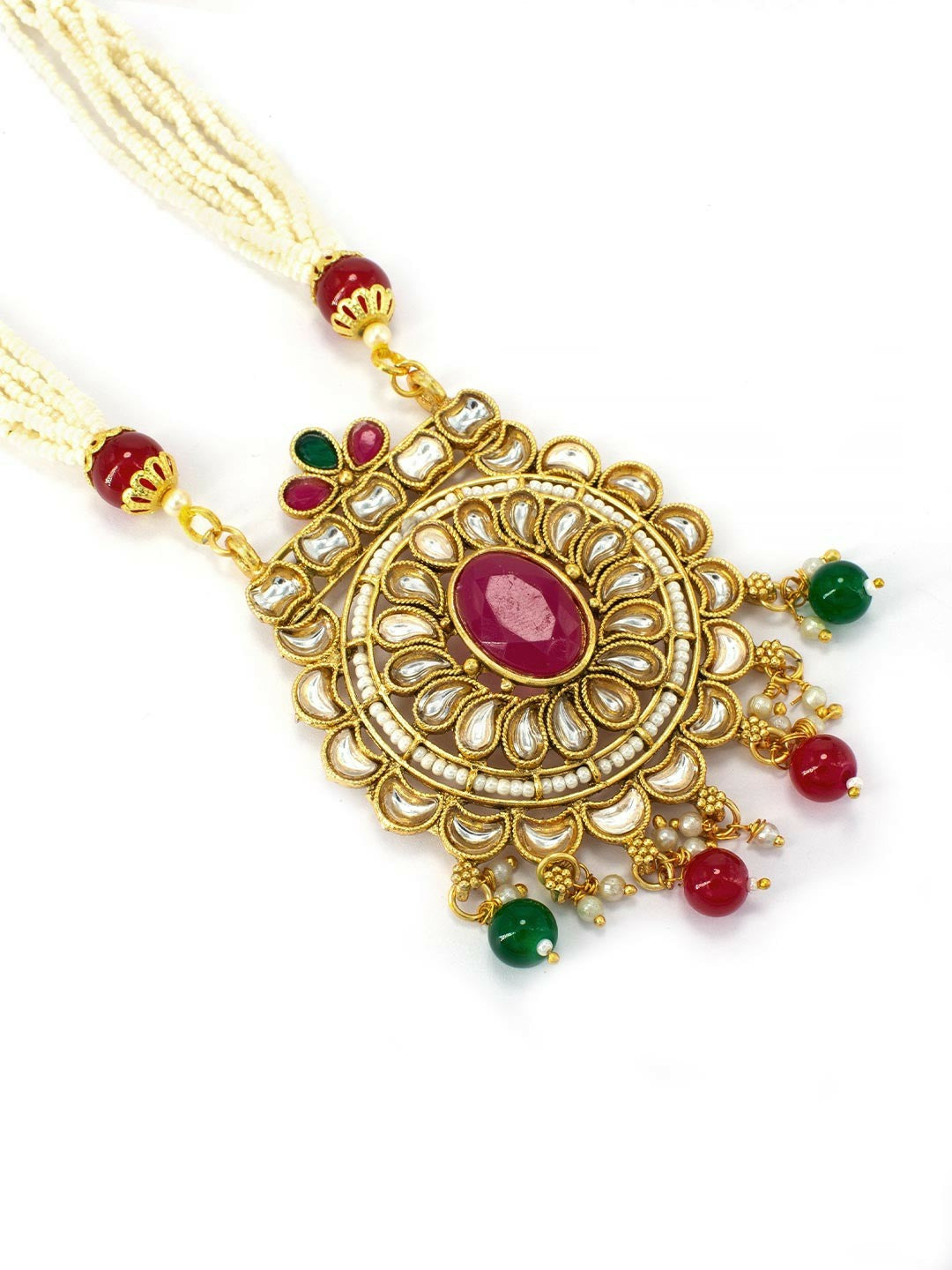 Women Gold Plated Stone & Beaded Jewellery Set - Elegant Necklace & Earrings | Indiaista