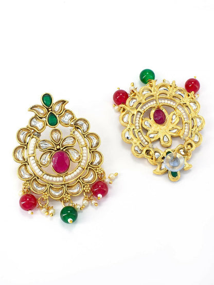 Women Gold Plated Stone & Beaded Jewellery Set - Elegant Necklace & Earrings | Indiaista