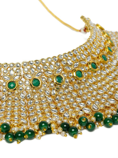 Women Green Gold-Plated Kundan Bridal Jewellery Set | Indiaista