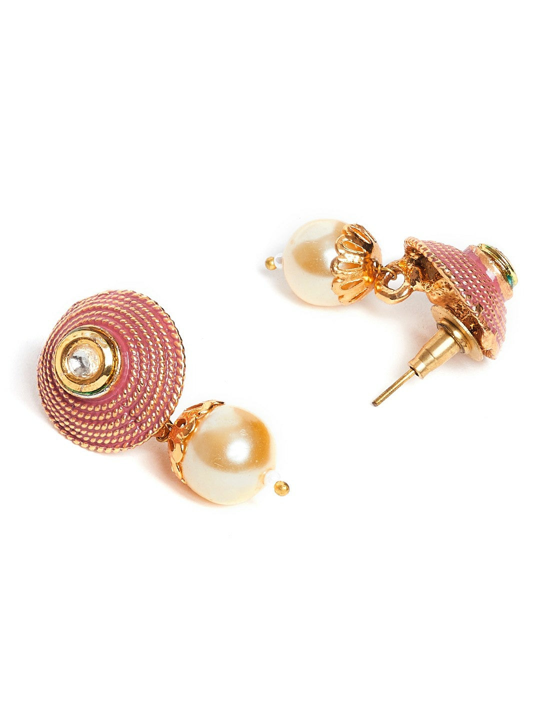 Women’s Gold-Plated Pink Pearl Handcrafted Jewellery Set – Elegant & Traditional | Indiaista