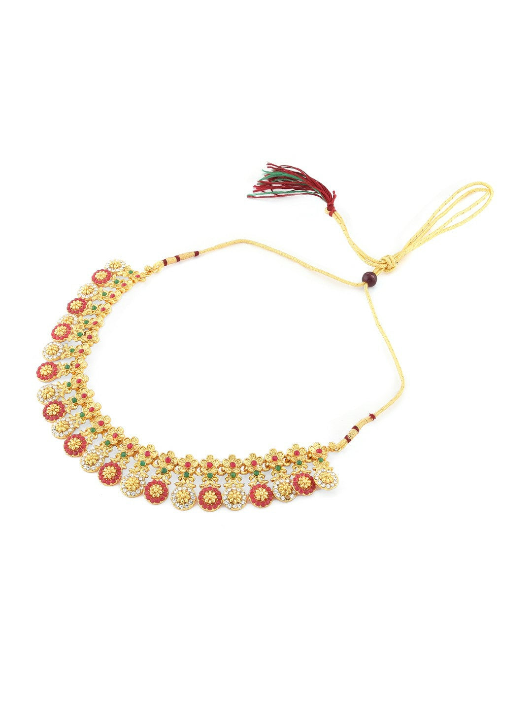 Buy Women Red Gold Plated Jewellery Set Online – Elegant Necklace & Earrings | Indiaista