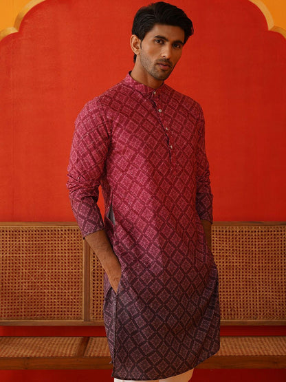 Men’s Orchid Purple Floral Kurta – Sequinned Couture