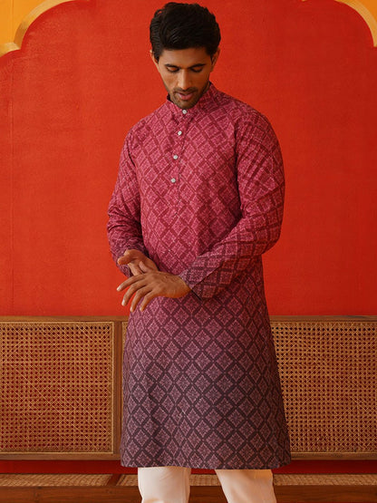 Men’s Orchid Purple Floral Kurta – Sequinned Couture