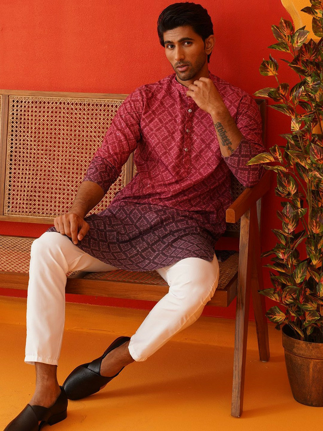 Men’s Orchid Purple Floral Kurta – Sequinned Couture