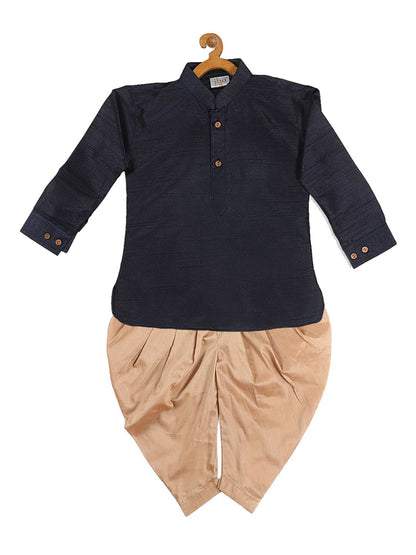 Navy Blue Solid Kurta with Dhoti Pants – Ethnic Wear for Boys | Indiaista