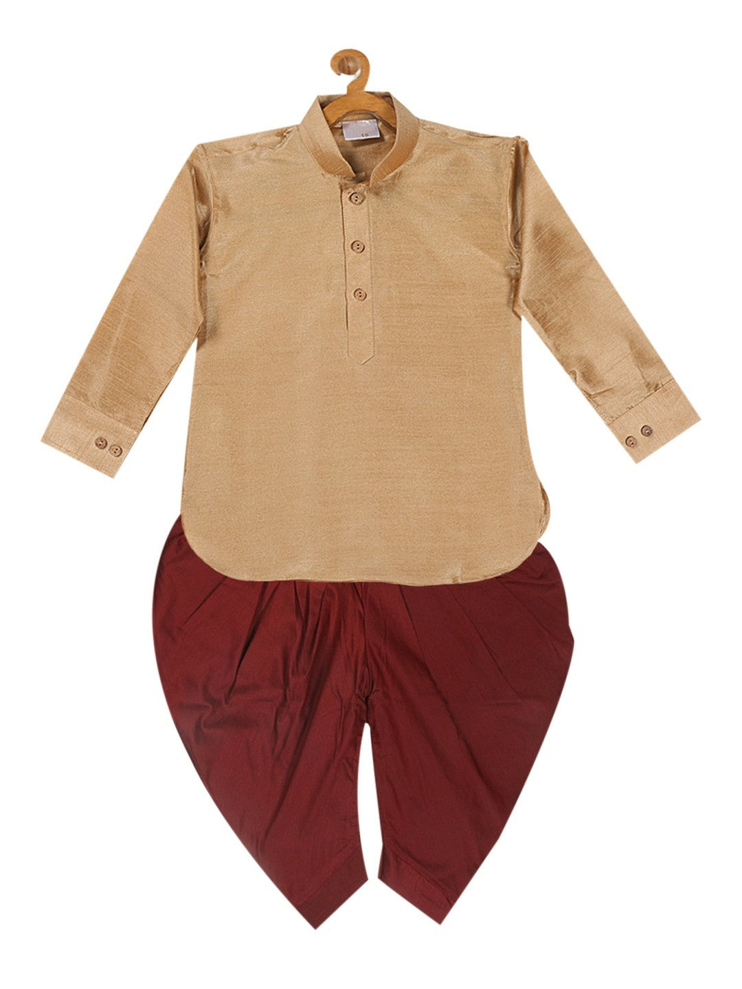 Rose Gold Solid Kurta with Dhoti Pants – Elegant Ethnic Wear for Boys | Indiaista