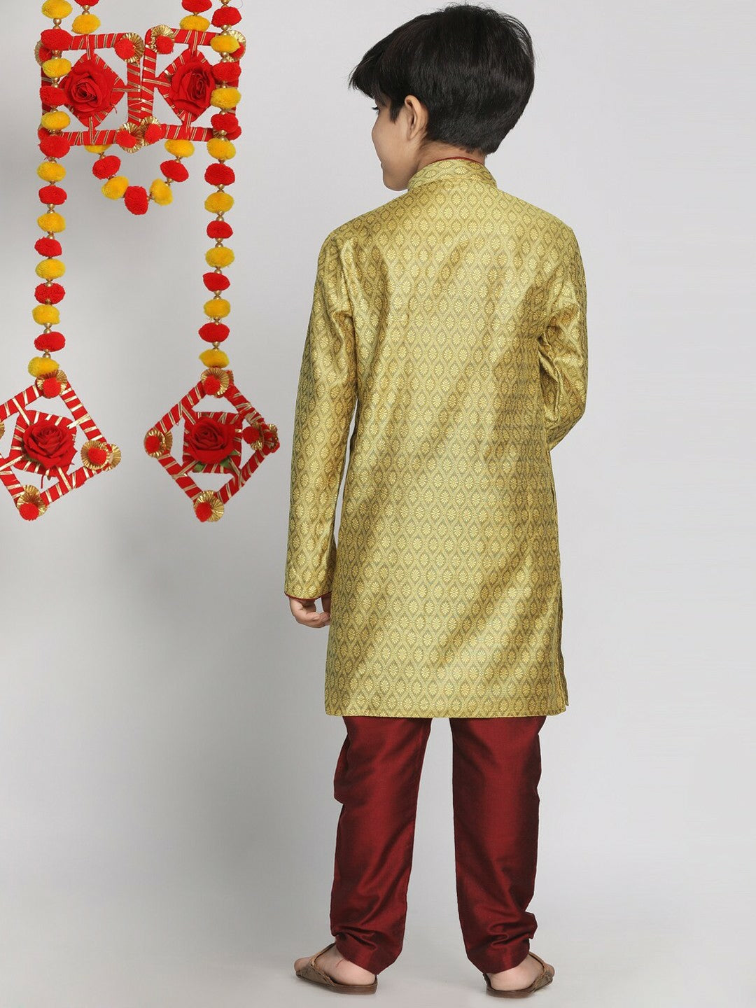 Mustard Yellow Printed Kurta with Pyjama – Ethnic Wear for Boys | Indiaista