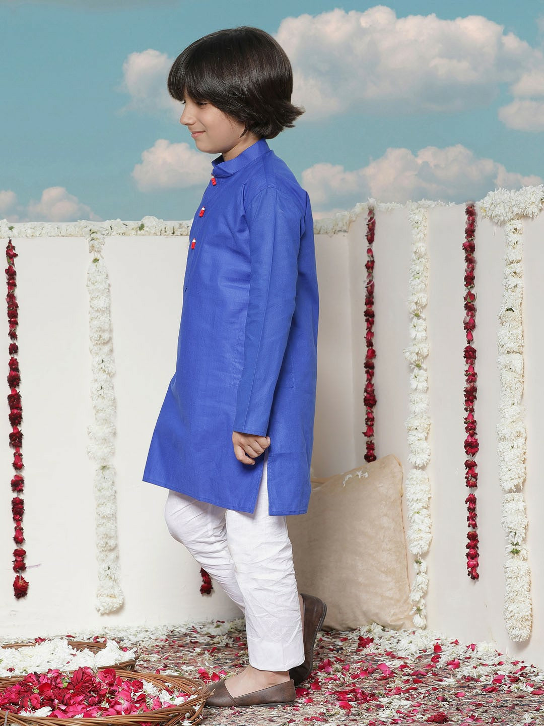 Blue Solid Kurta with Pyjama for Boys – Ethnic Indian Outfit for Weddings & Festivals