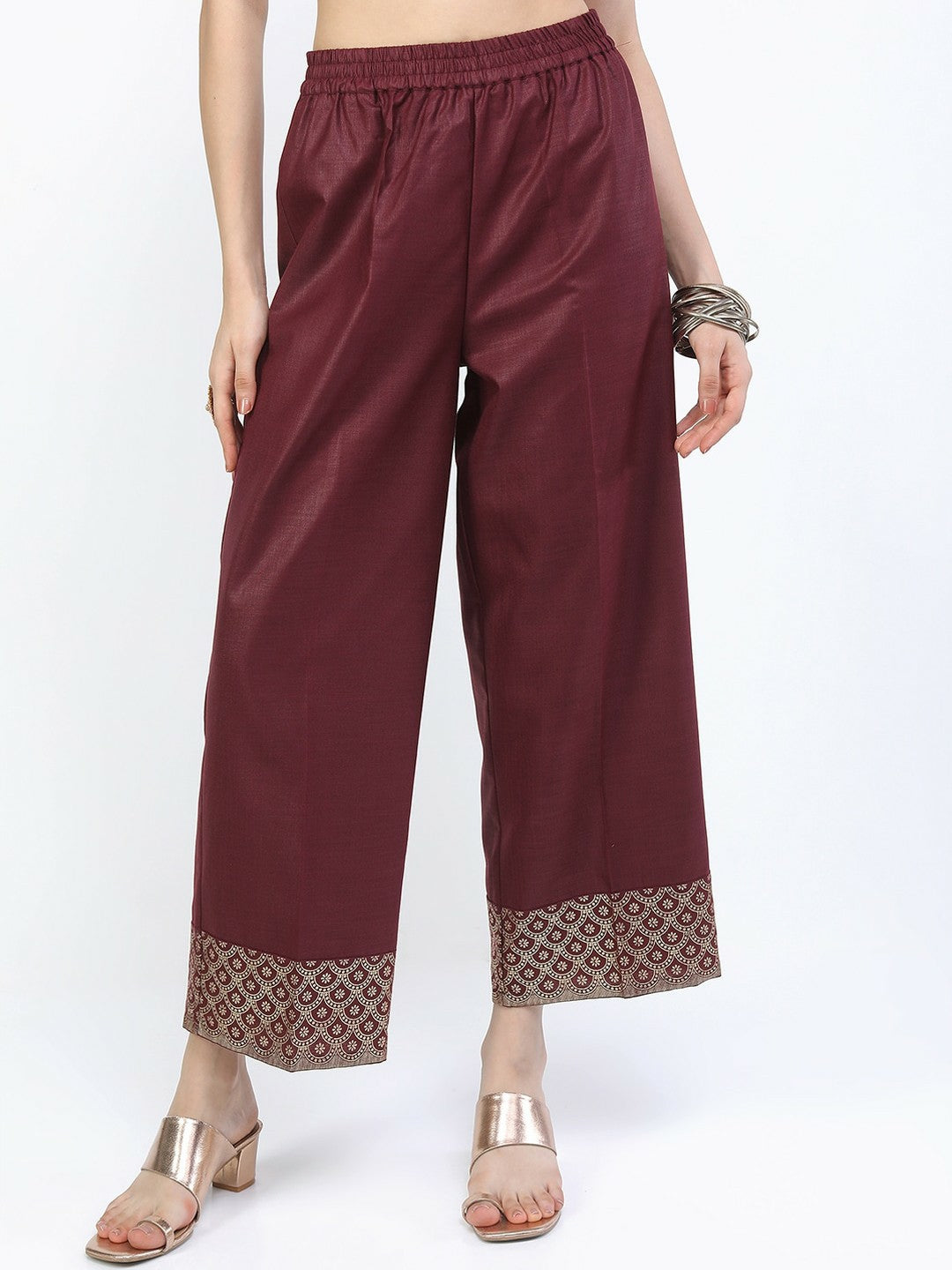 Women’s Burgundy Kurta Set with Trousers & Dupatta – Elegant Self-Design Ethnic Wear | Indiaista