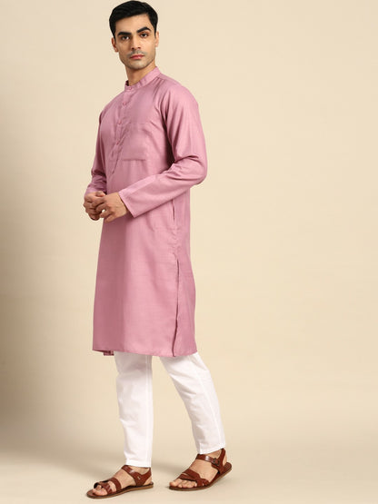 Buy Magenta Solid Pure Cotton Kurta Set for Men – Stylish & Comfortable | Indiaista