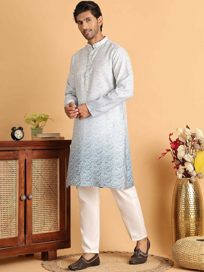 Men Paisley Printed Regular Kurta with Pyjamas – Stylish Cotton Blend Set for Traditional Look | Indiaista