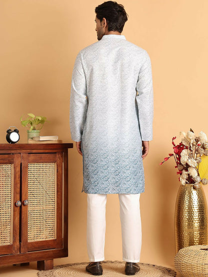 Men Paisley Printed Regular Kurta with Pyjamas – Stylish Cotton Blend Set for Traditional Look | Indiaista