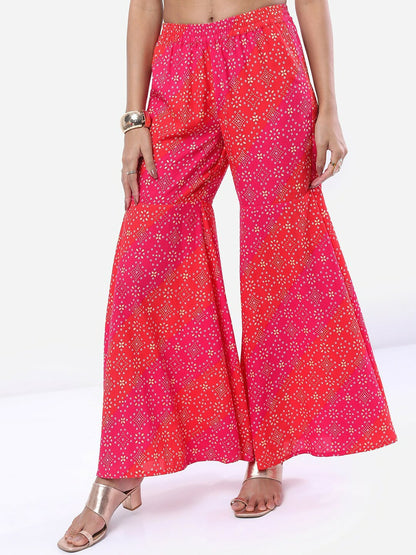 Women Pink Ethnic Motif Printed Kurta with Sharara Set – Stylish Festive Wear | Indiaista