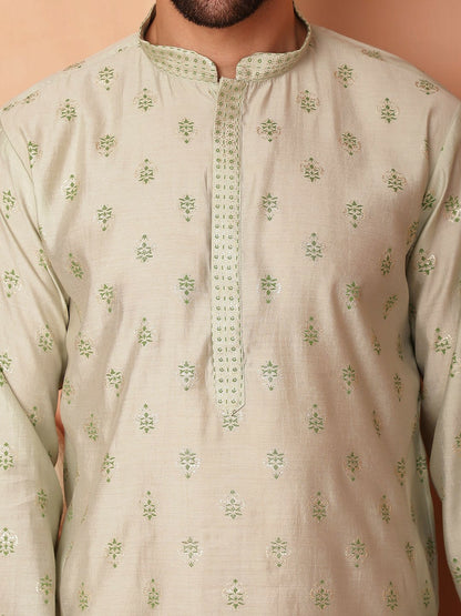 Buy Green Floral Printed Kurta Set for Men – Stylish & Comfortable | Indiaista