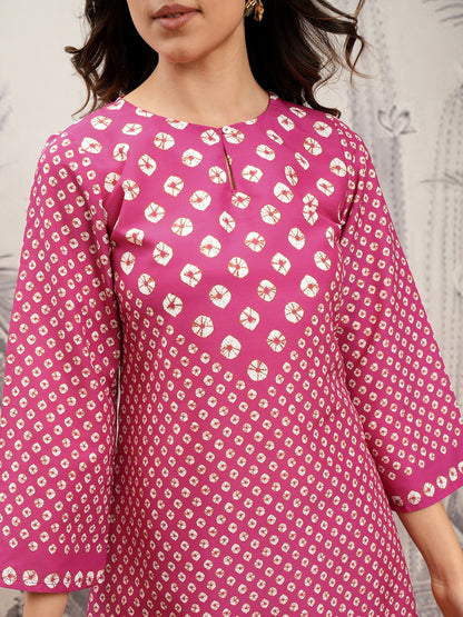 Buy Pink & White Ethnic Motif Printed A-Line Kurta with Palazzos for Women | Stylish & Comfortable | IndiaIsta