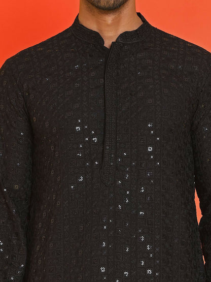 Men’s Royal Blue Chikankari Kurta Set with Pyjamas – Pure Cotton Festive Wear