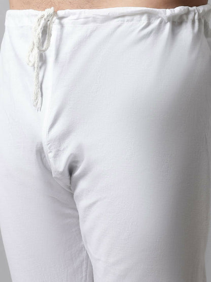 Floral Embroidered Chikankari Cotton Kurta with Pyjamas for Men – Classic Ethnic Set