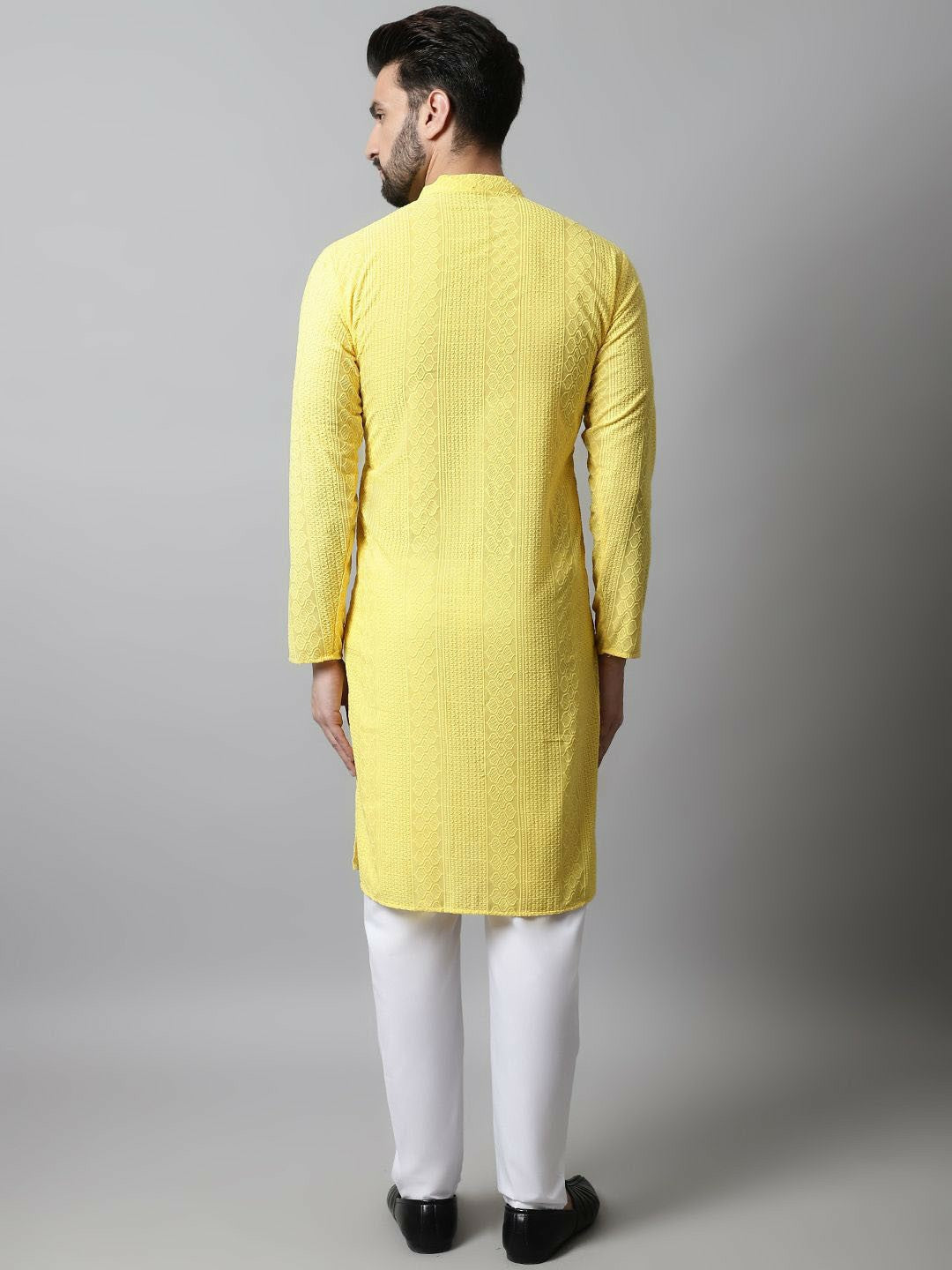 Men’s Embroidered Chikankari Cotton Kurta with Pyjamas – Traditional Ethnic Wear