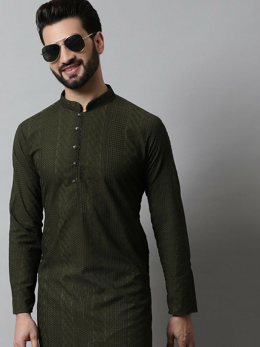 Men’s Embroidered Chikankari Cotton Kurta with Churidar – Ethnic Classic