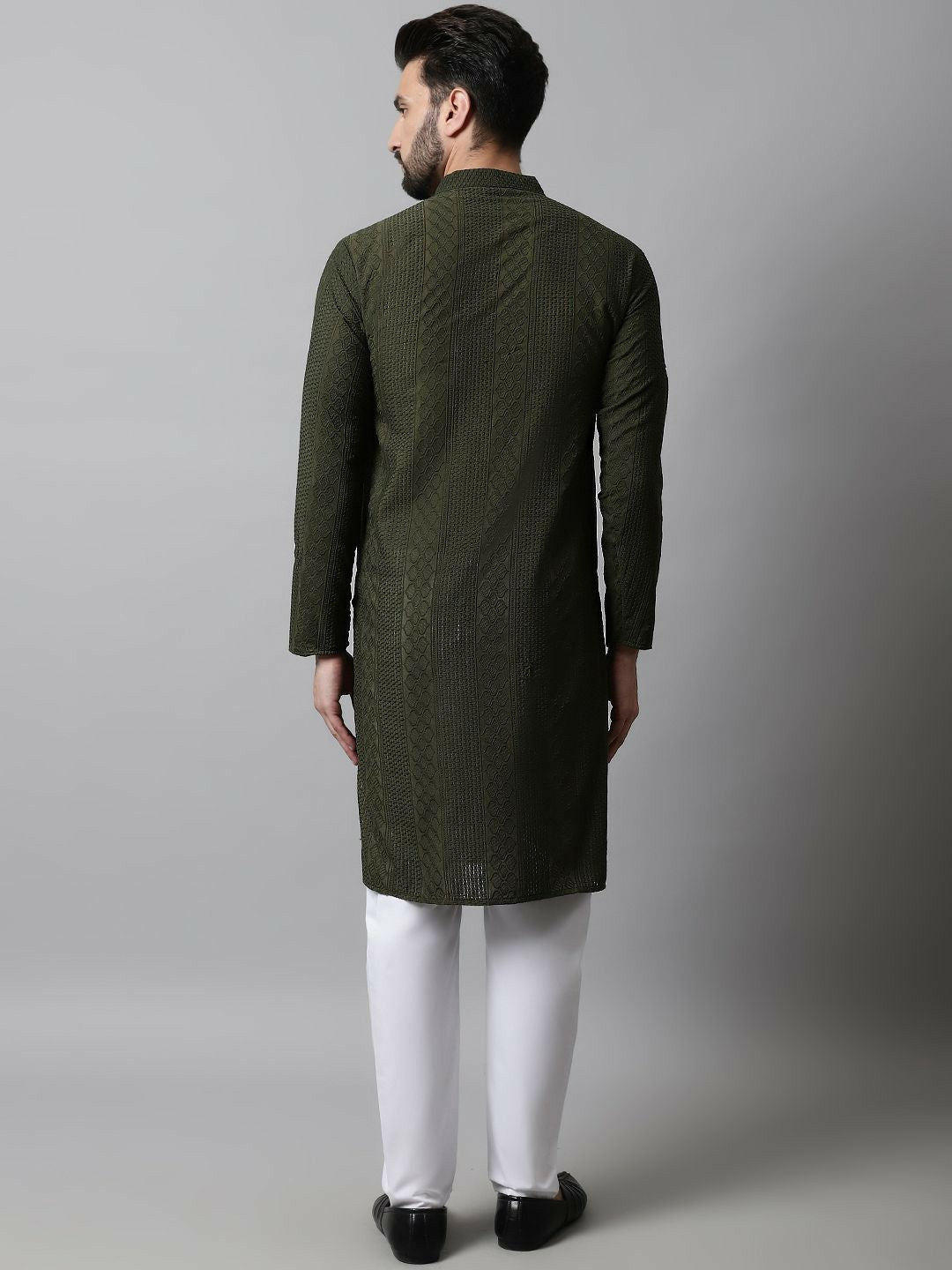 Men’s Embroidered Chikankari Cotton Kurta with Churidar – Ethnic Classic