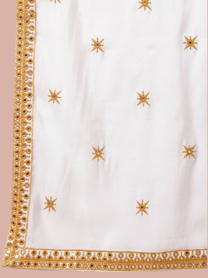 Embroidered Mandarin Collar Long Sleeves Kurta with Salwar & Dupatta – Elegant Festive Ensemble