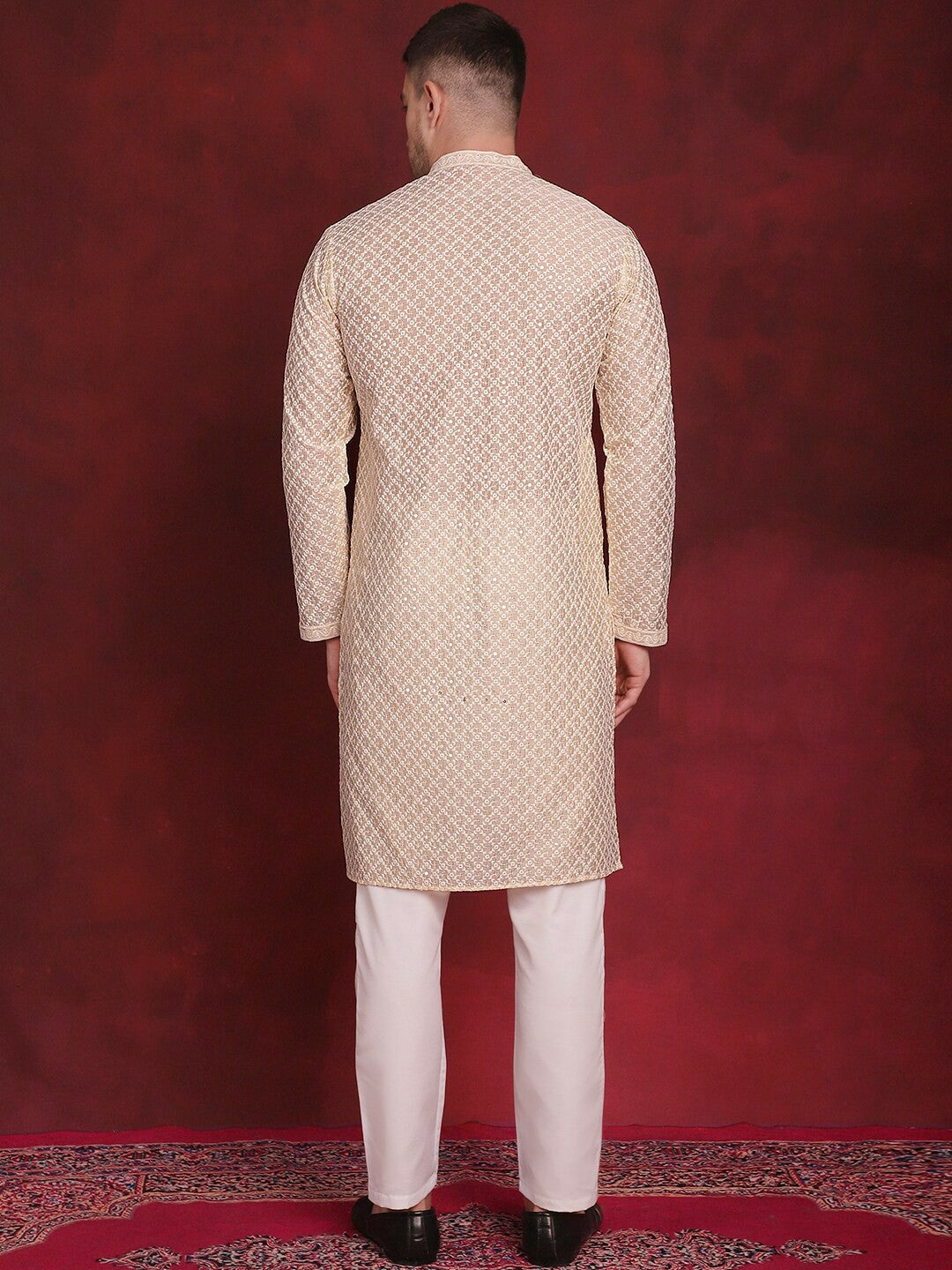 Men’s Festive Embroidered Kurta Set with Subtle Sequin Detailing