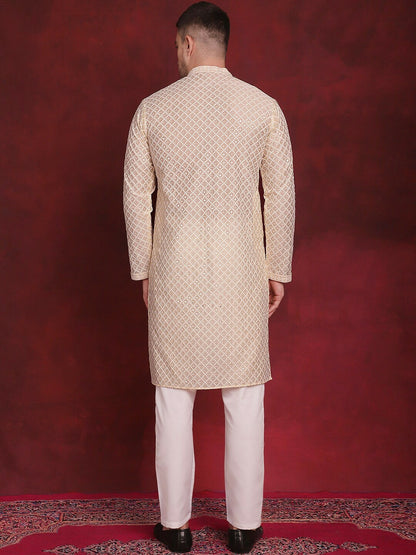 Men’s Festive Embroidered Kurta Set with Subtle Sequin Detailing