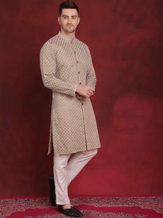 Men’s Embroidered Kurta Set with Sequinned Detailing – Traditional Elegance