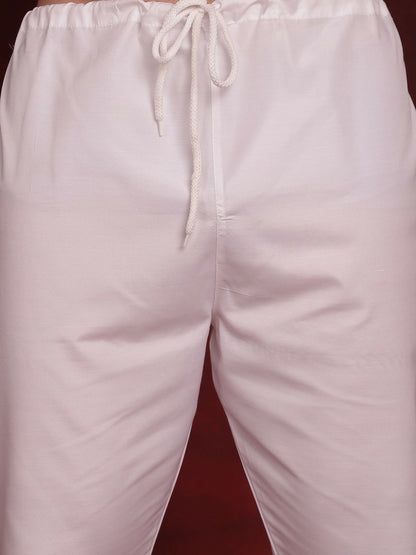 Men’s Geometric Embroidered Pure Cotton Straight Kurta with Pyjamas – Subtle Spark & Style