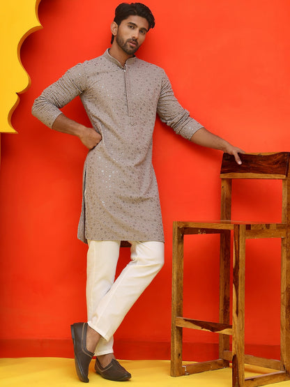 Men’s Pure Cotton Chikankari Embroidered Kurta with Pyjamas – Timeless Heritage Look
