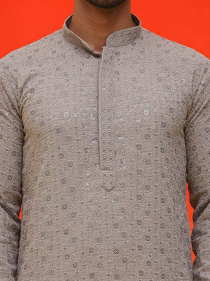 Men’s Pure Cotton Chikankari Embroidered Kurta with Pyjamas – Timeless Heritage Look