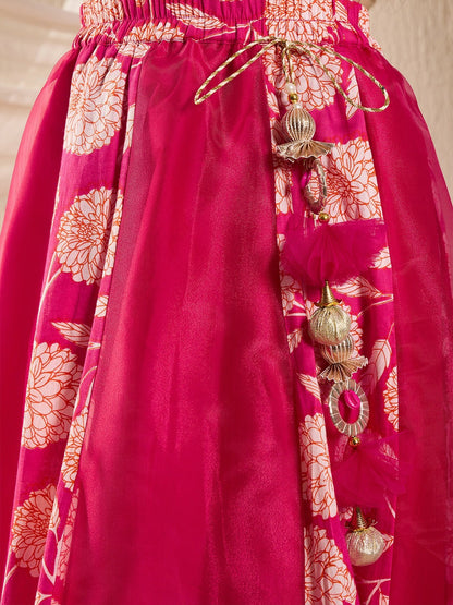 Buy Magenta & Gold-Toned Girls Printed Lehenga Choli with Dupatta – Indiaista