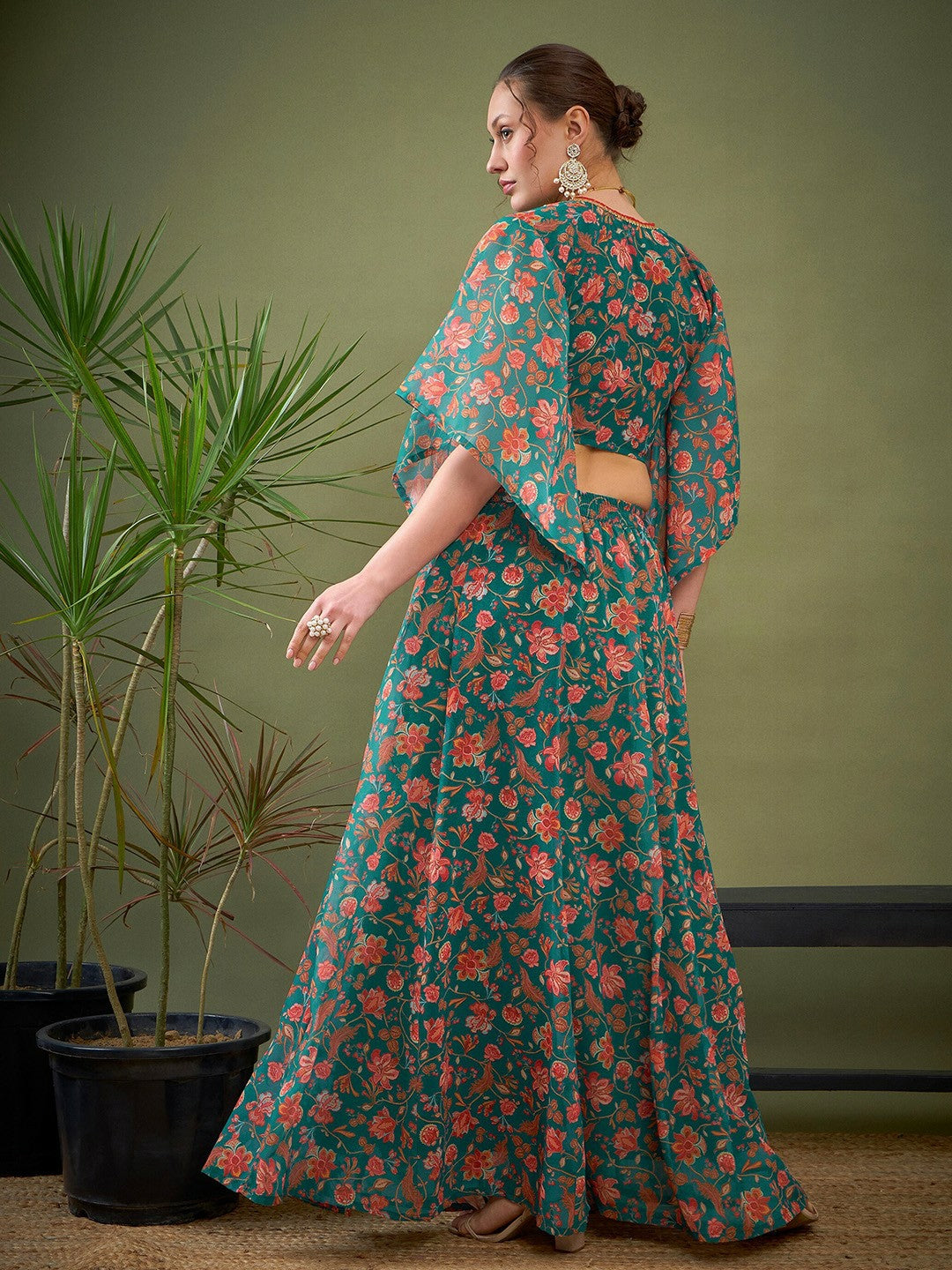 Green Floral Printed Lehenga Choli – Bollywood Wedding & Bridal Bridesmaid Outfit | Indiaista