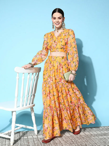 Women’s Yellow & Green Printed Lehenga Choli – Bollywood Bridal, Wedding & Bridesmaid Wear | Indiaista