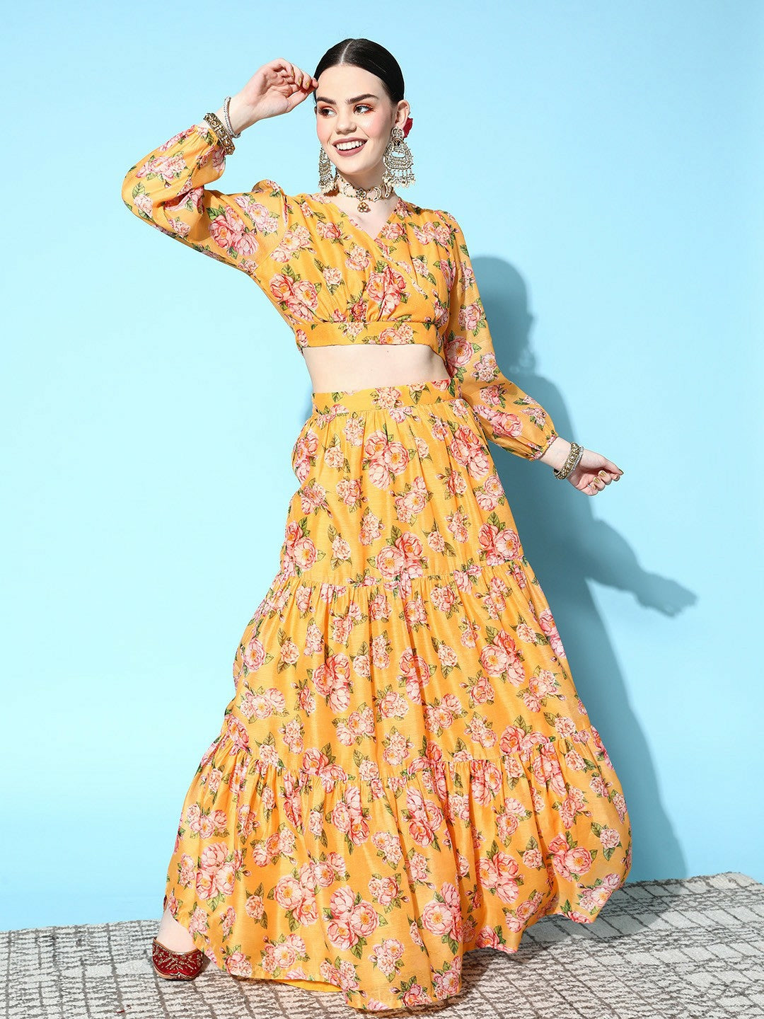 Women’s Yellow & Green Printed Lehenga Choli – Bollywood Bridal, Wedding & Bridesmaid Wear | Indiaista