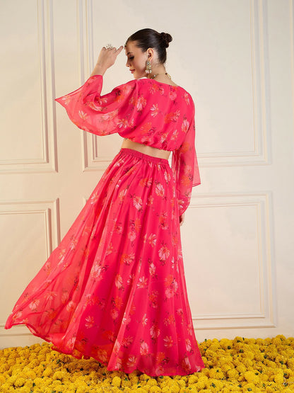 Fuchsia Printed Lehenga Choli for Women – Bollywood Wedding & Bridal Bridesmaid Outfit | Indiaista